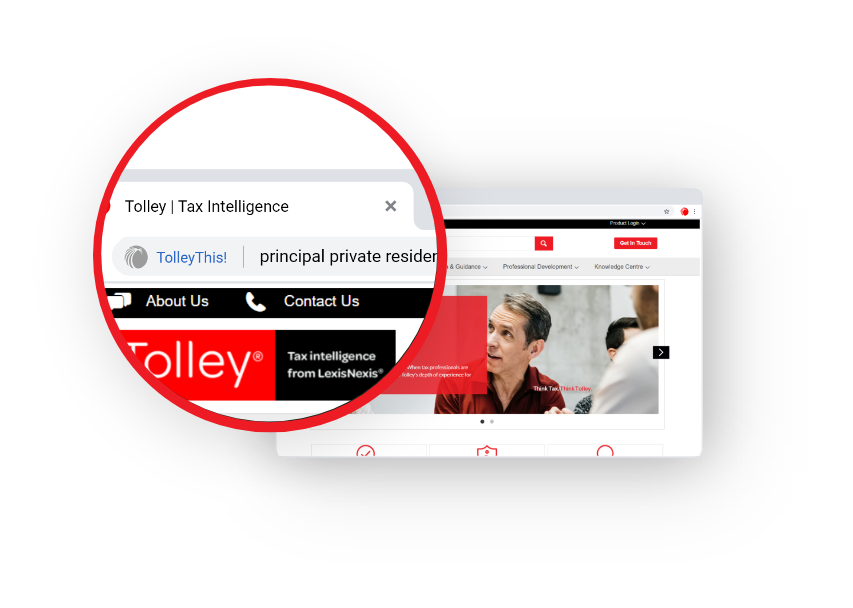 Illustration showing the browser search bar changing into TolleyThis! mode